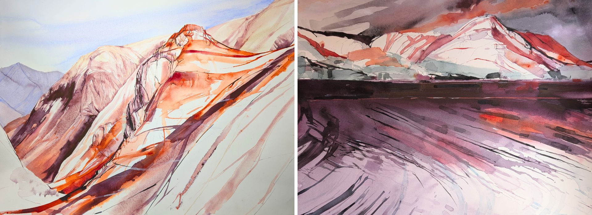 Contemporary landscape paintings Watercolour paintings of the lake district in winter